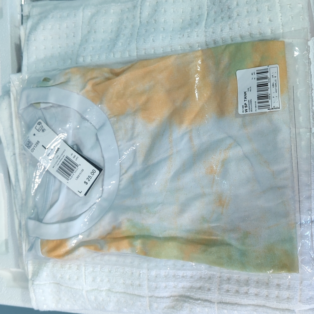 adidas Tie-Dyed Effect Tank Top Clear Mint / Acid Orange   NWT L